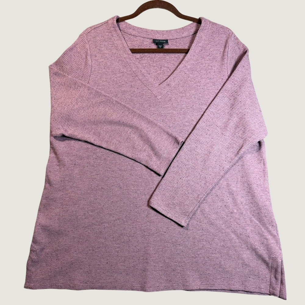 J. Jill Wearever Purple Space Dye V-Neck Knit Top XL Comfy
